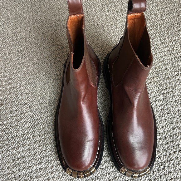 SANDRO Noha Leather Chelsea Boots Notched Gold size 38 39 7.5 - Picture 6 of 16